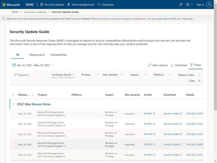 Microsoft re releases exchange server security update