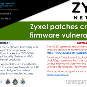 Hackers Actively Deploying Zyxel Firewall Flaw
