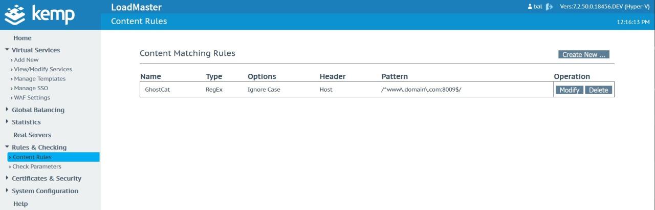 Kemp load balancer command injection vulnerability