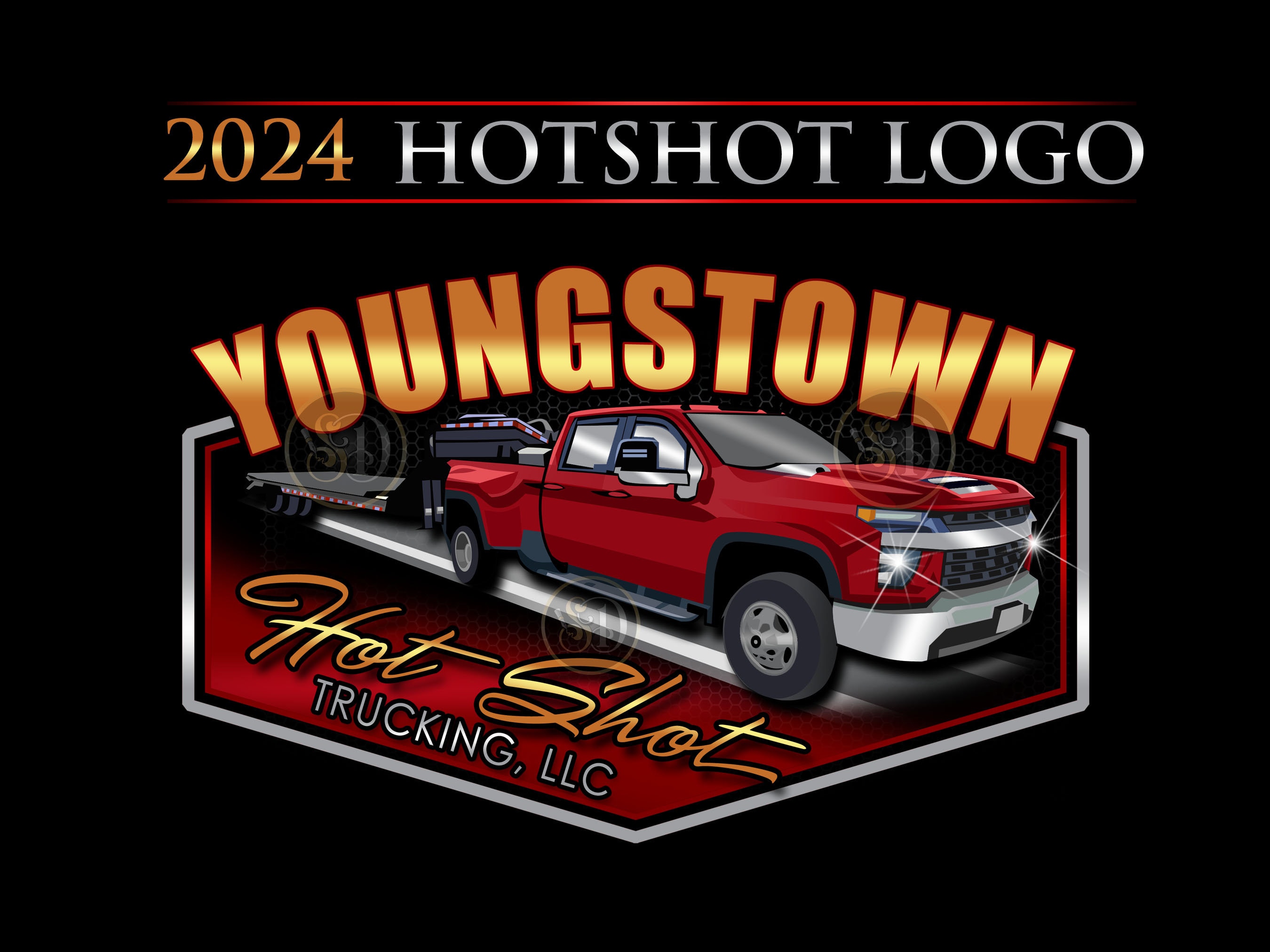 Hotshot trucking delivering mountain logo design vector illustration ...